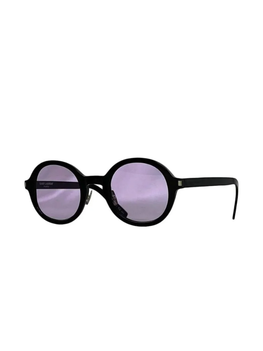 Saint Laurent Sunglasses Black Purple Lens 001 Round Acetate Paris Eyewear